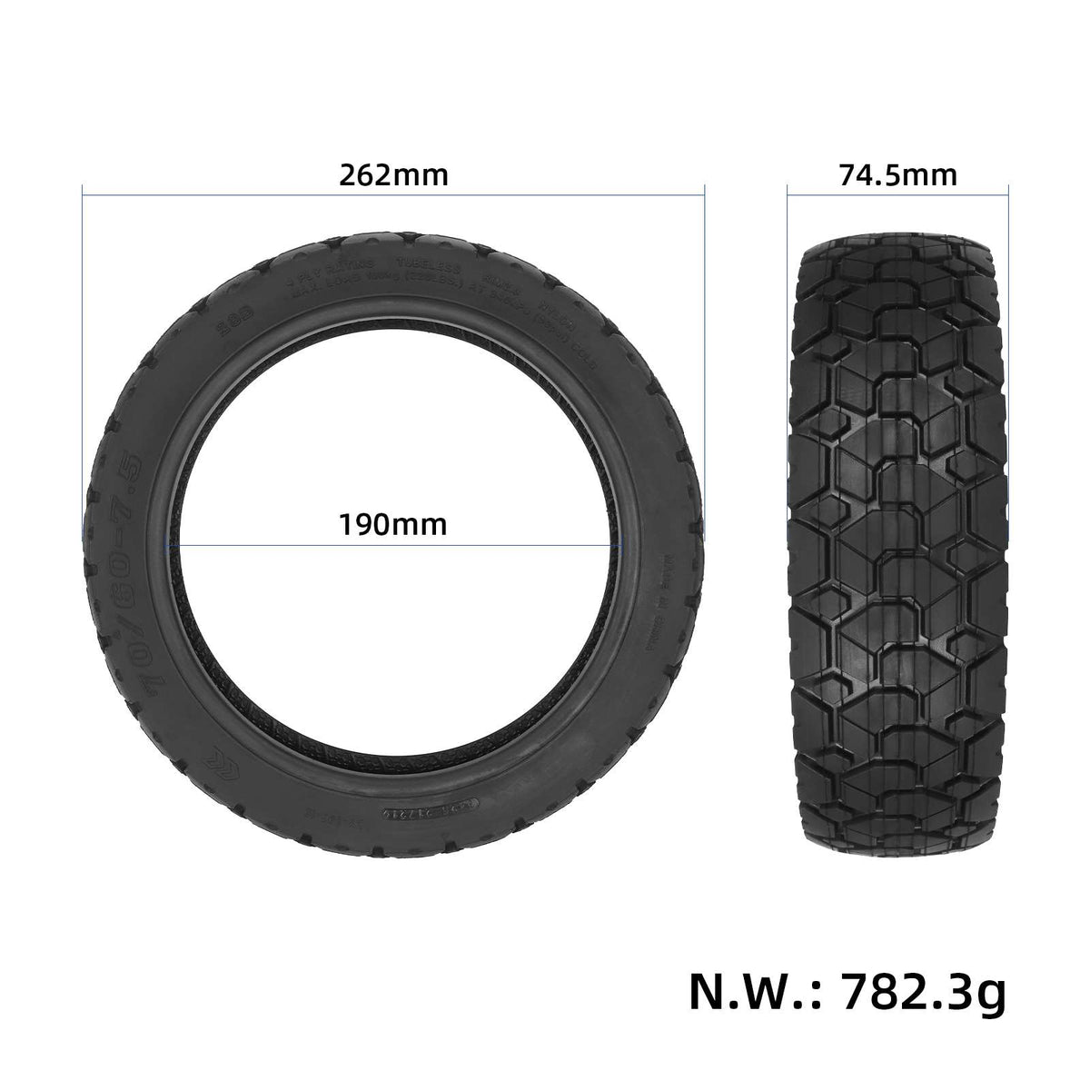 70/60-7.5 tubeless tire