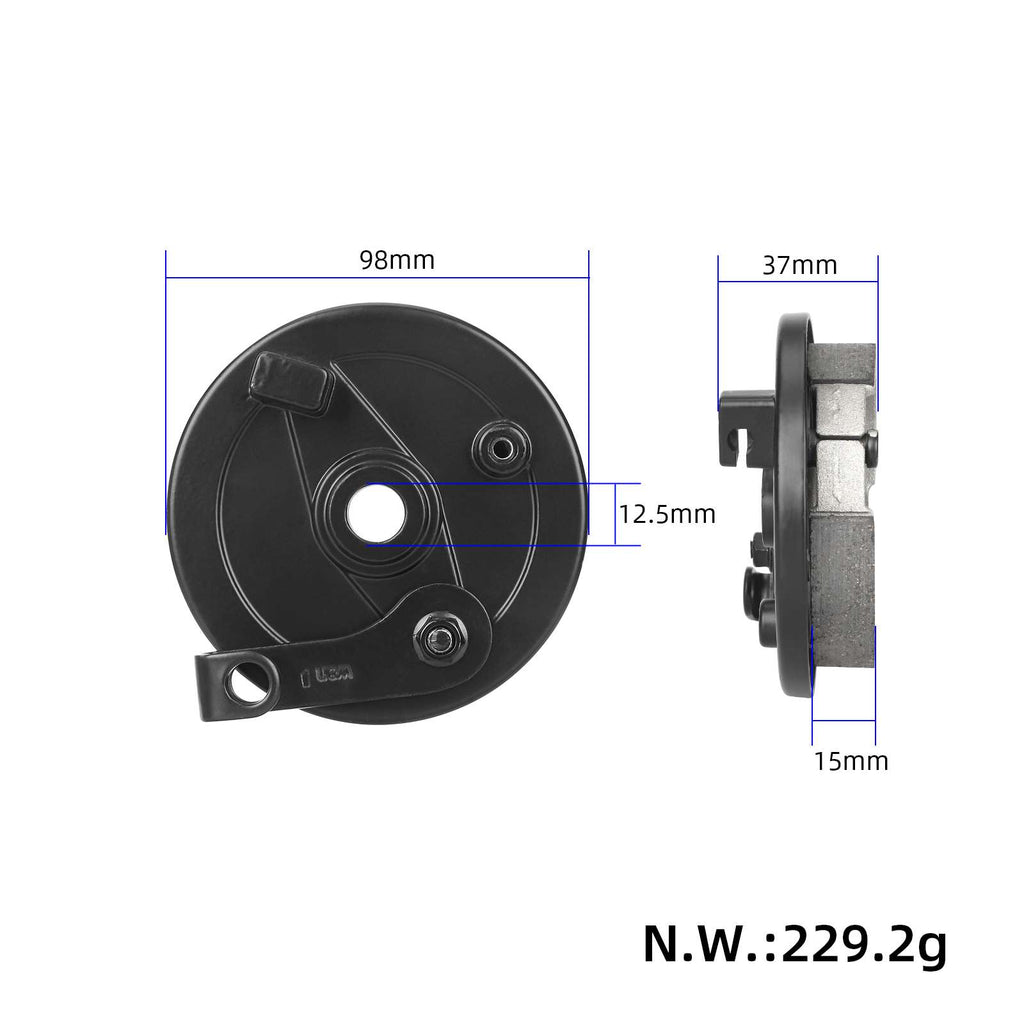 left drum brake assembly for 8 and 10 inch