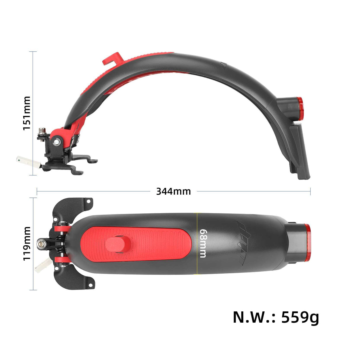 Gray-red Ulip Superior Rear Fender with aluminium for Max G30 scooters