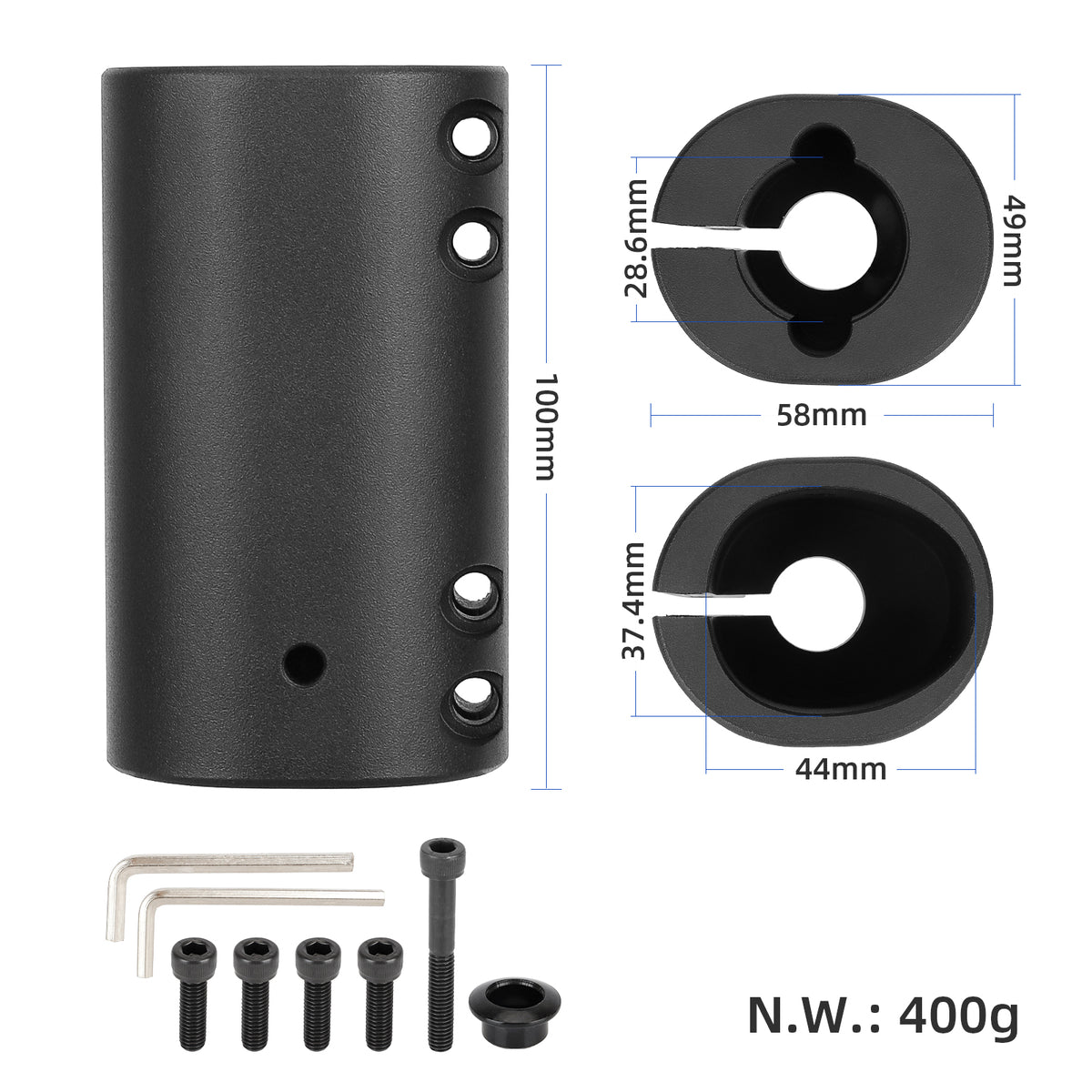 Black folding holder by CNC for Max G30 series scooter