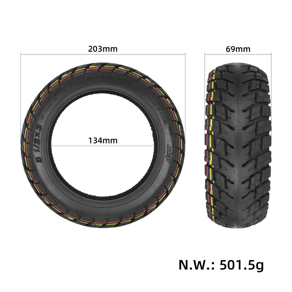 Ulip 8.5*3 off road tubeless tire with 134mm inner diameter for VSETT 8/9 Macury Zero 8/9 Series scooter
