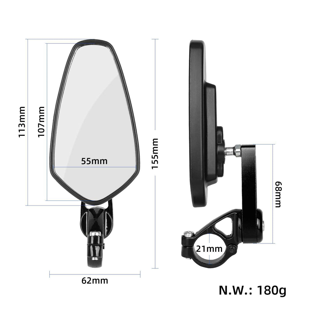 black 7/8" 22mm Motorcycle Mirrors
