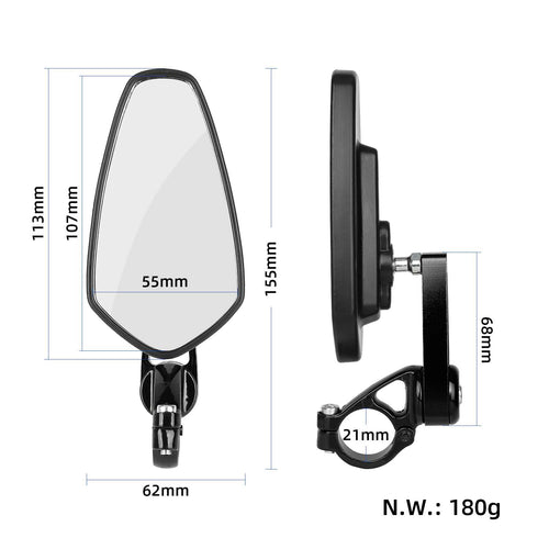 black 7/8" 22mm Motorcycle Mirrors