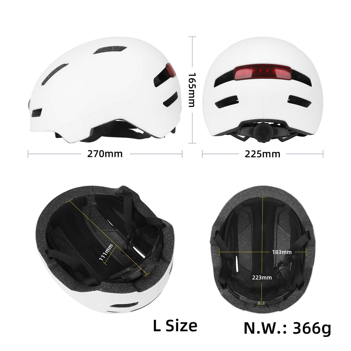 Ulip white L size U002 helmet with light