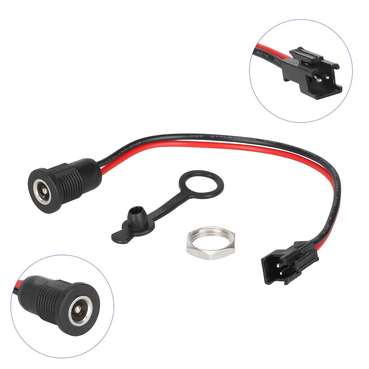DC2.1 charging cable with 2 pin black connector