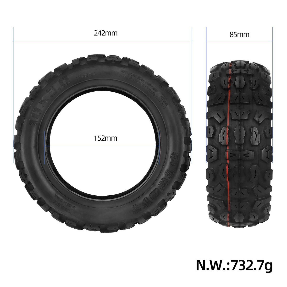 TUOVT 10*3 tubeless tire