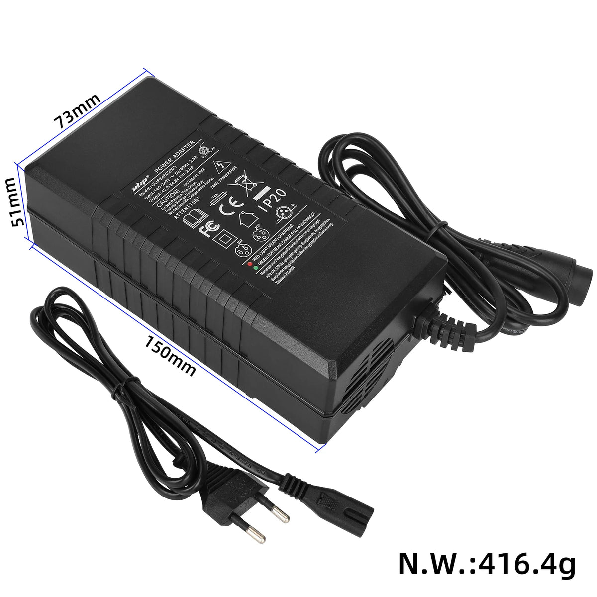 Ulip 54.6V2A charger with big LP16-3P head(EU plug)