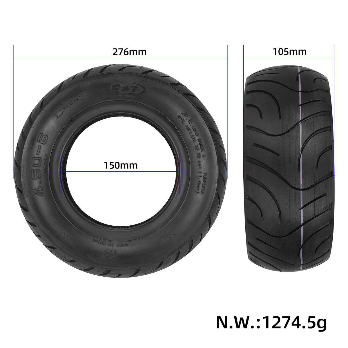 CST4.50-6 city road tubeless tire