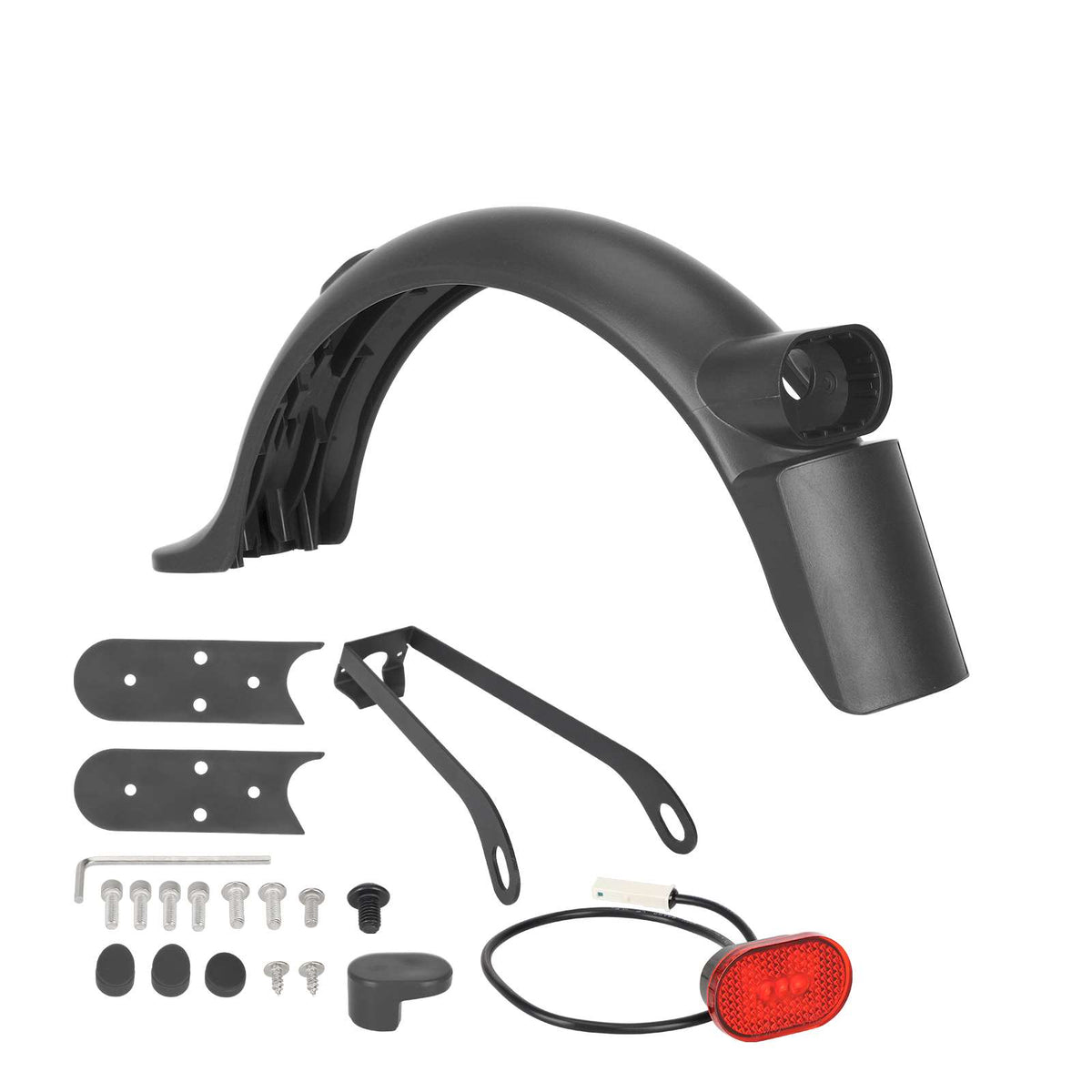 Gray rear fender kit with light, metal bracket and hook for M365 Pro/Pro2 scooter