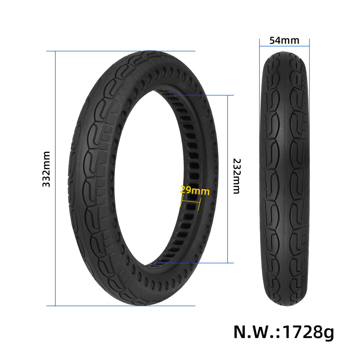 Black 14*2.125 honeycomb tire