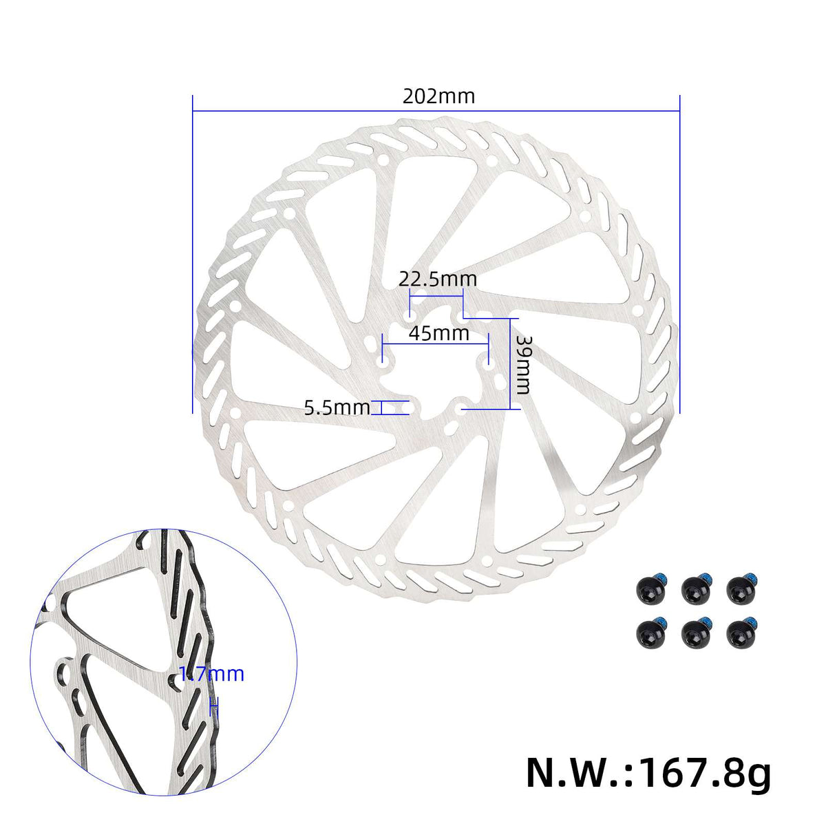 203mm brake disc with double intalling holes and 6 screws