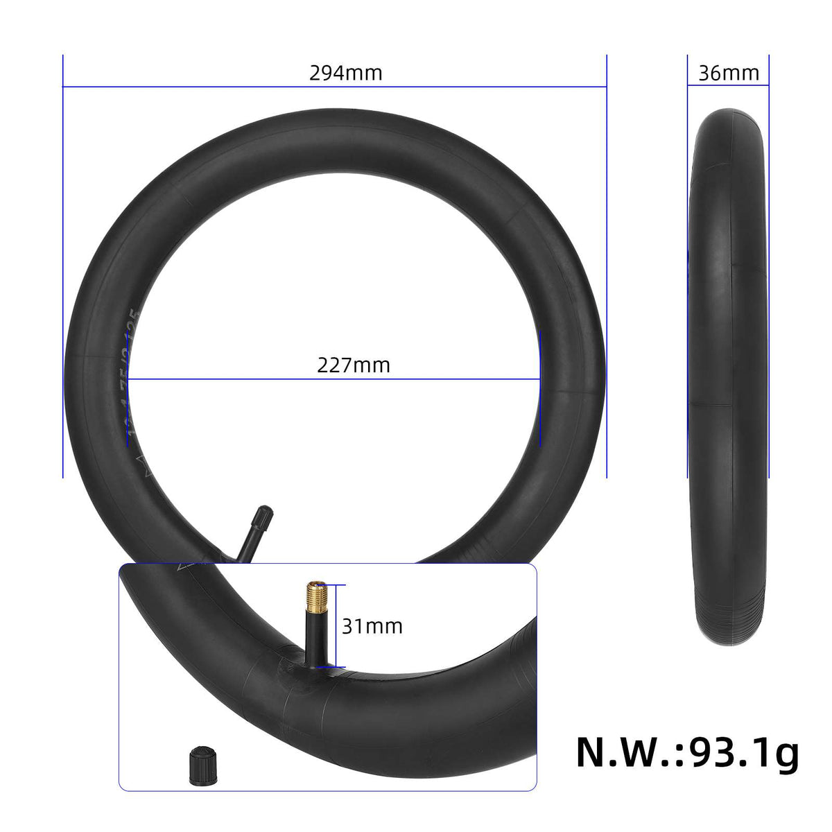 BLACKCAT 12*1.75/2.125 inner tube with AV valve