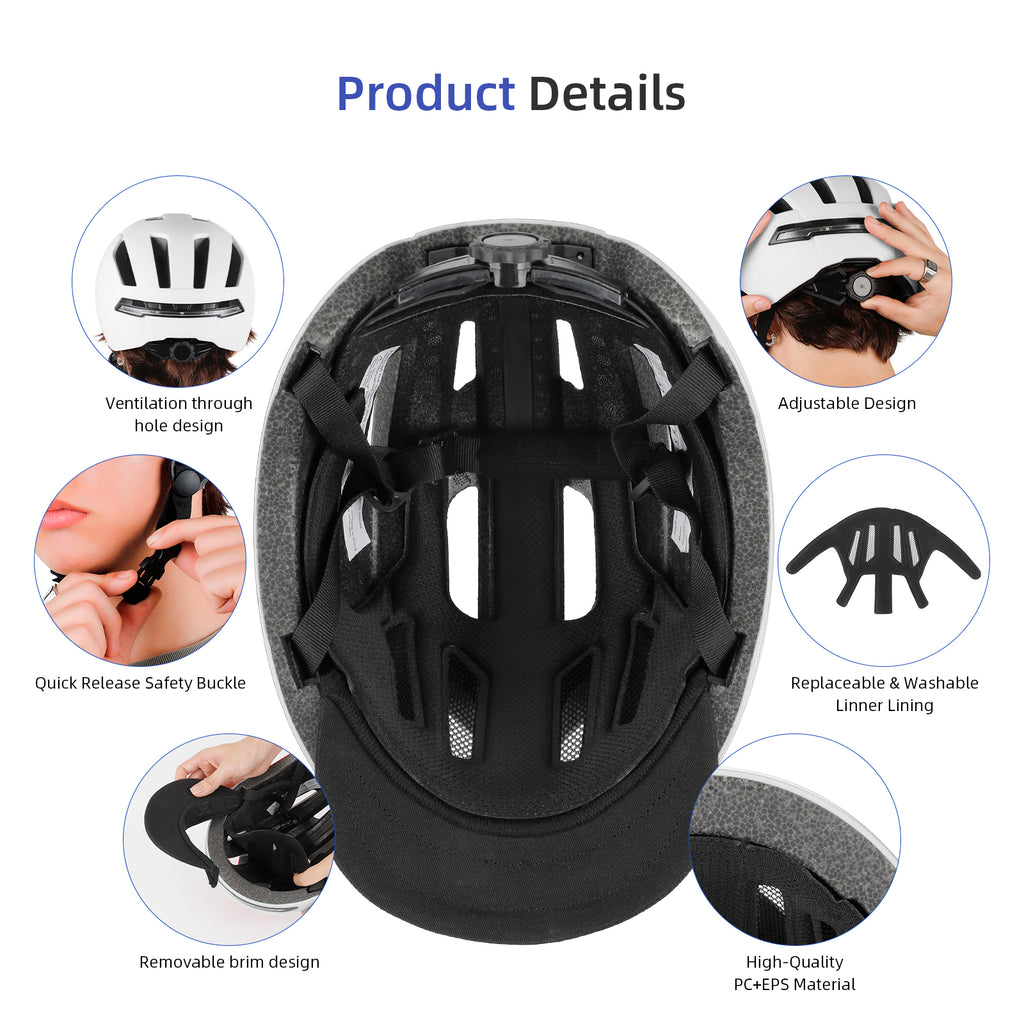 white Smart helmet with Wireless Handlebar Remote Control