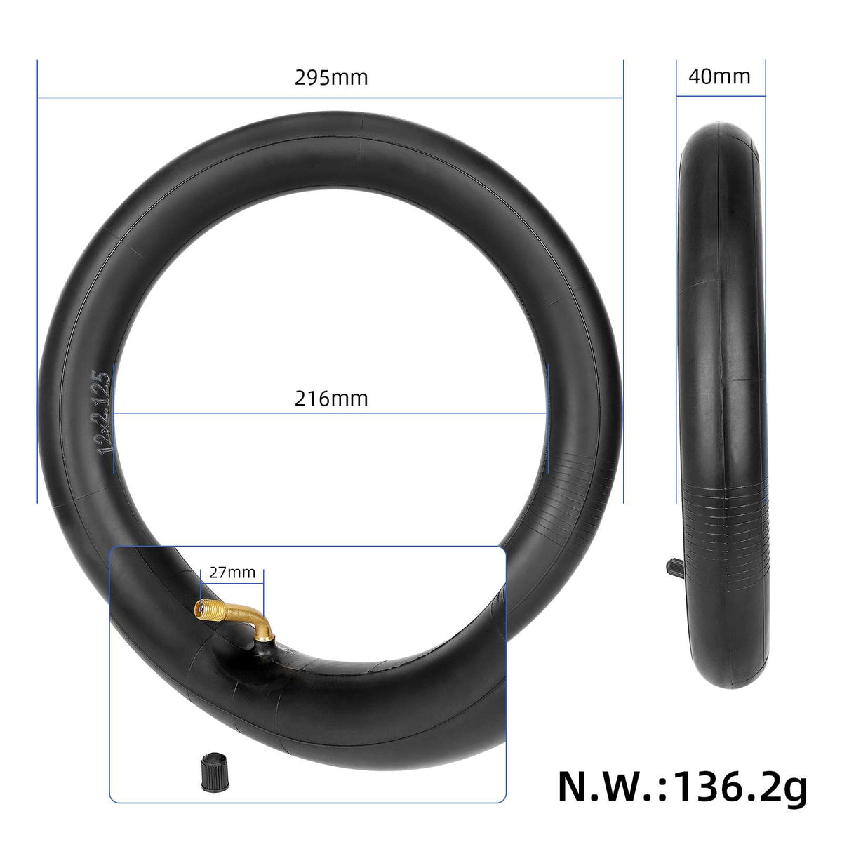 BLACK CAT12*2.125 Blue stripe facing outward inner tube