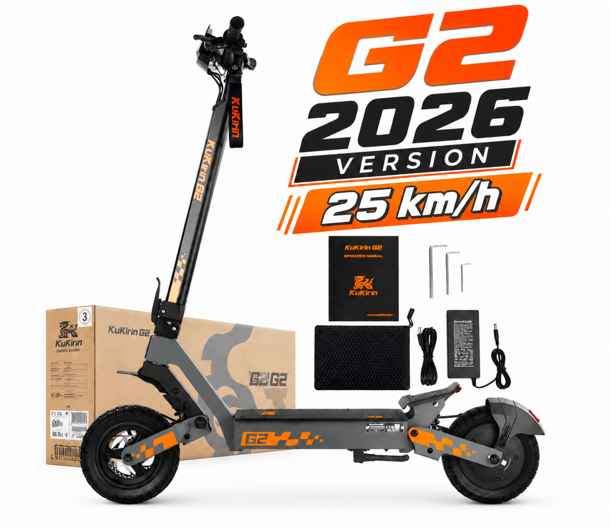 KuKirin G2 Electric Scooter 25km/h Max Speed, 600W Motor max power, Range 25km, 48V 15,6Ah 2026 New version VMP
