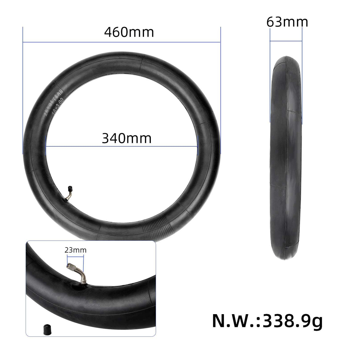 CST 18*3  inner tire with60°out bent valve
