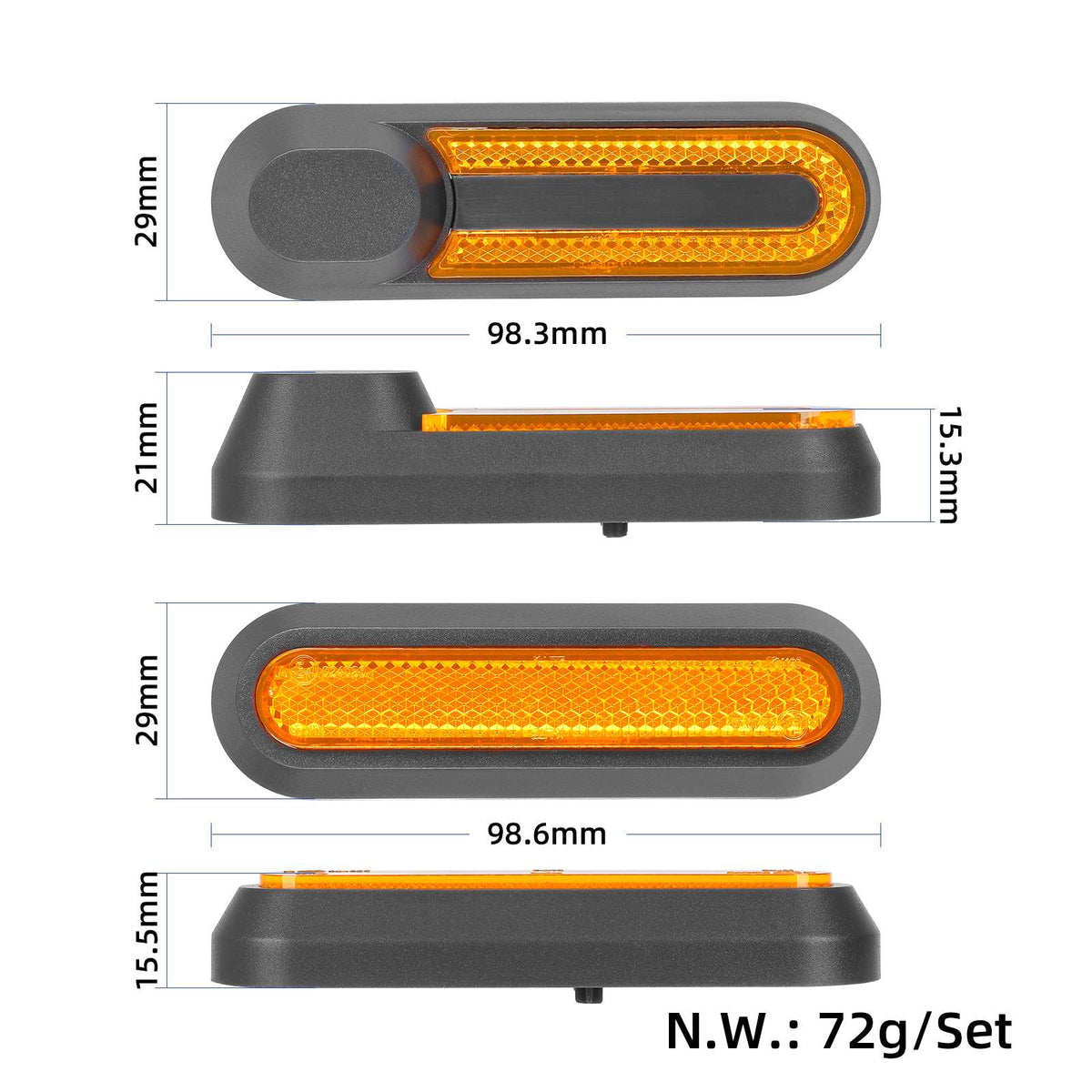 Yellow 4 pcs refitting decorative shells+reflector bars for M365 1S Pro Pro2 and Lite