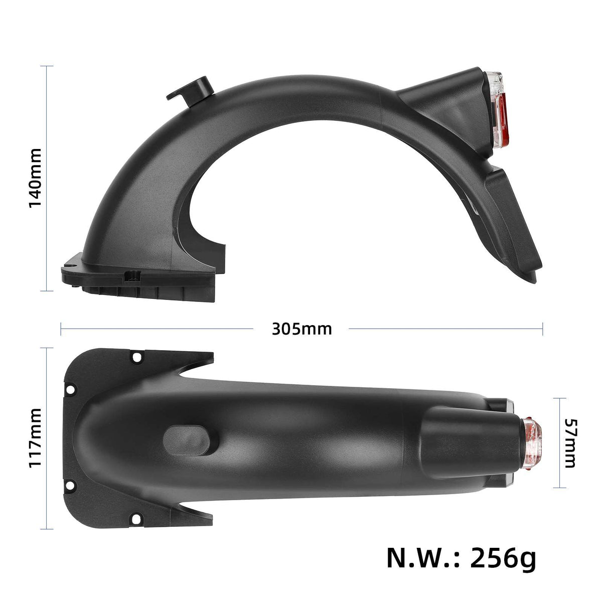 Black Rear fender with light for Max G30D scooter
