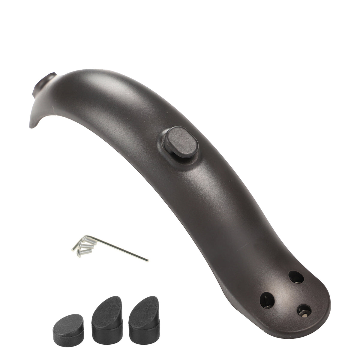 Black rear fender with hook and caps of screws for M365 scooter