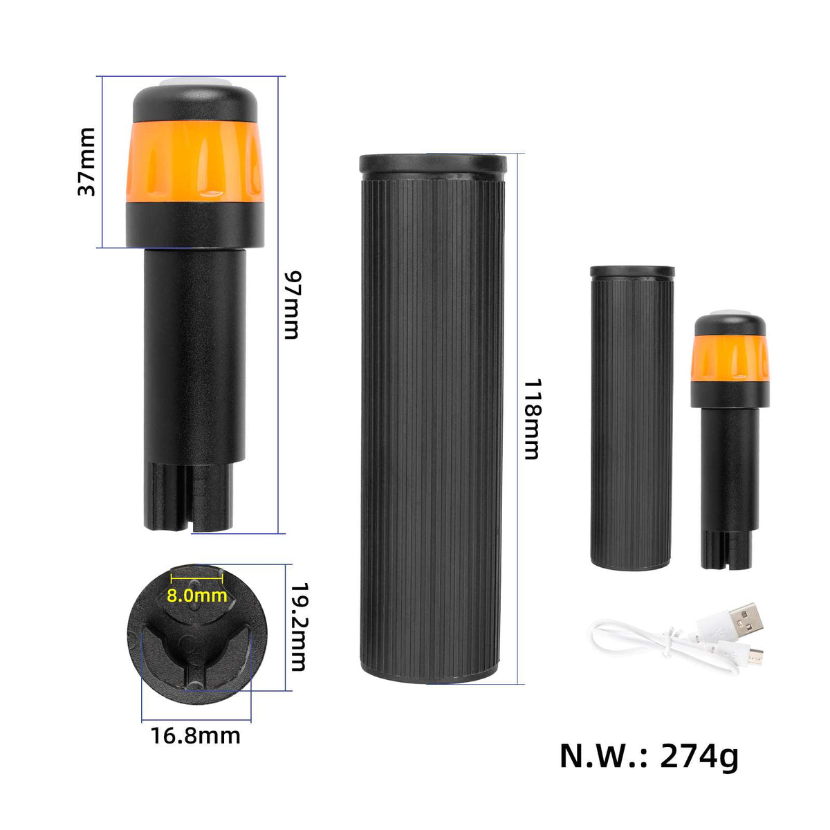 Ulip USB chargerable extender silicone grip set with light for Max G30 scooters(BBBO)