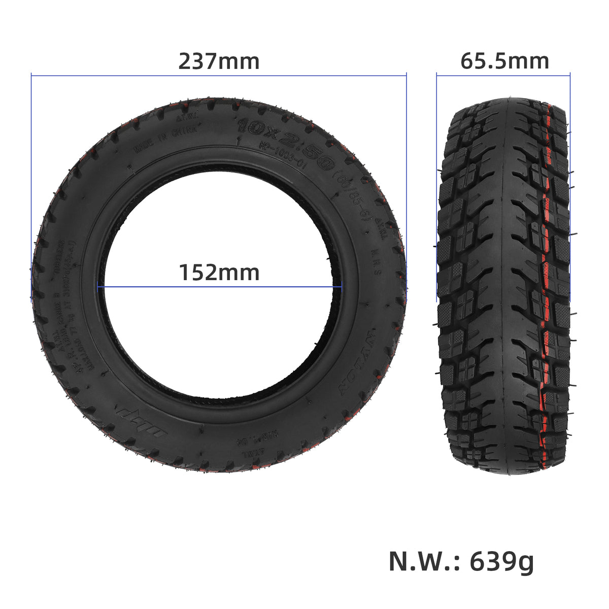 Ulip 10*2.50(60/85-6) tubeless tire