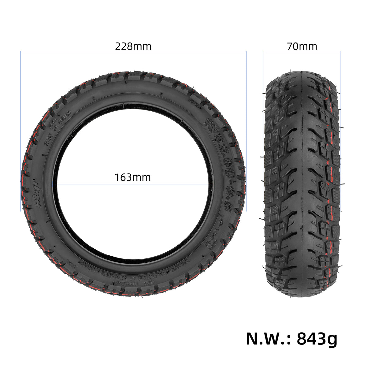 Ulip Self-repairing 10*2.50-6.5 Off-road Tubeless Tire