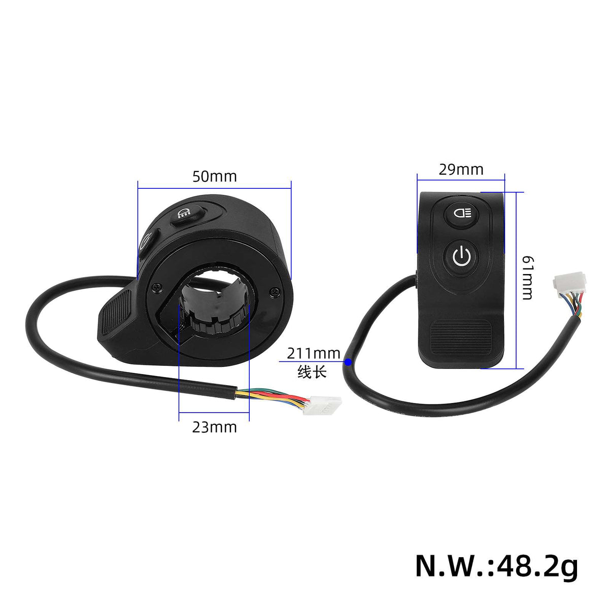 Black power throttle with light switch for HX X6X7X8 scooters