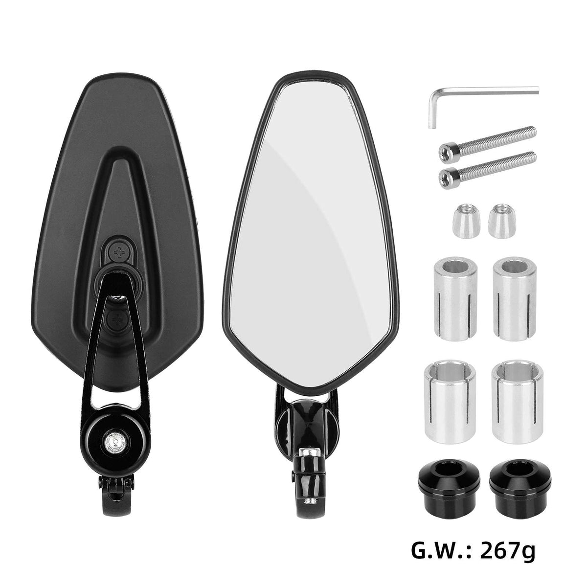 black 7/8" 22mm Motorcycle Mirrors