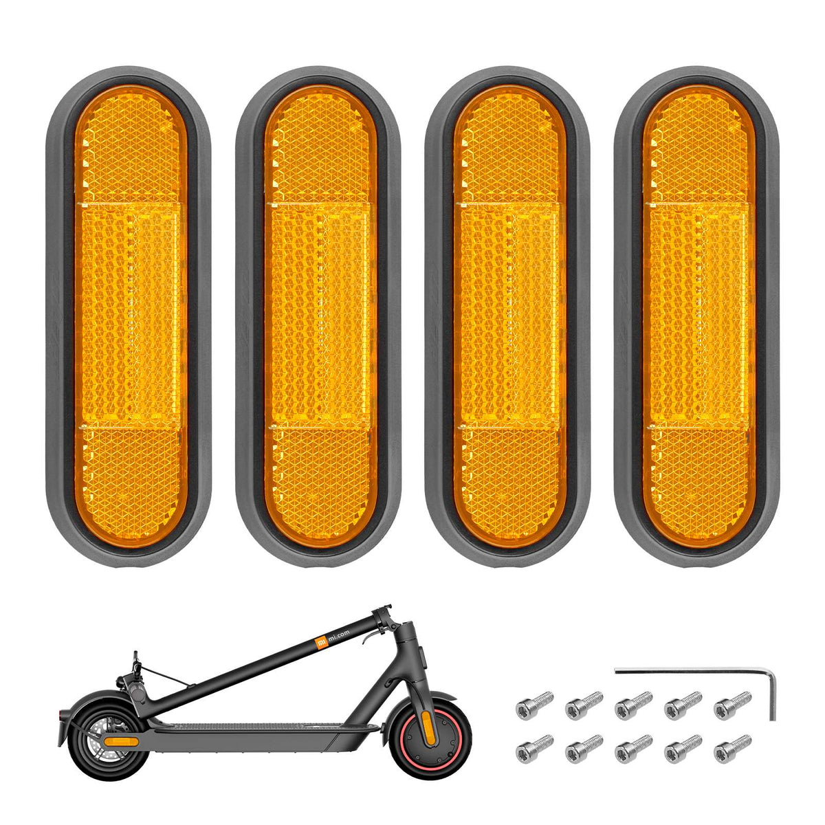 4 pcs reinforced refitting gray decorative shells+yellow reflector bars for MI3 M365 1S Pro Pro2 Lite