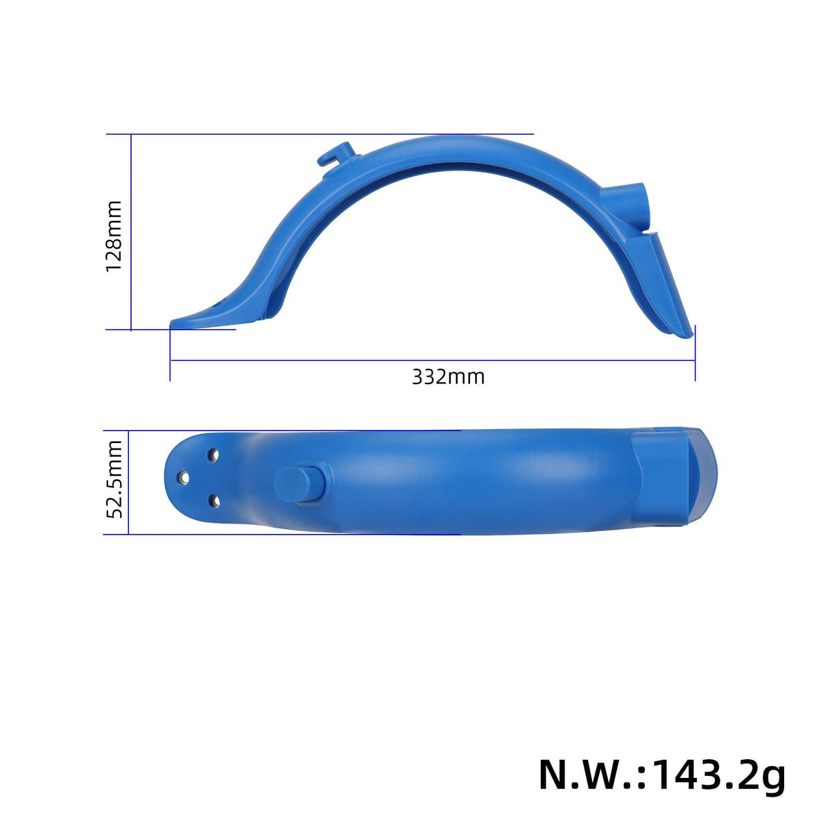 Blue rear fender with hook for M365 Pro/Pro2 scooter