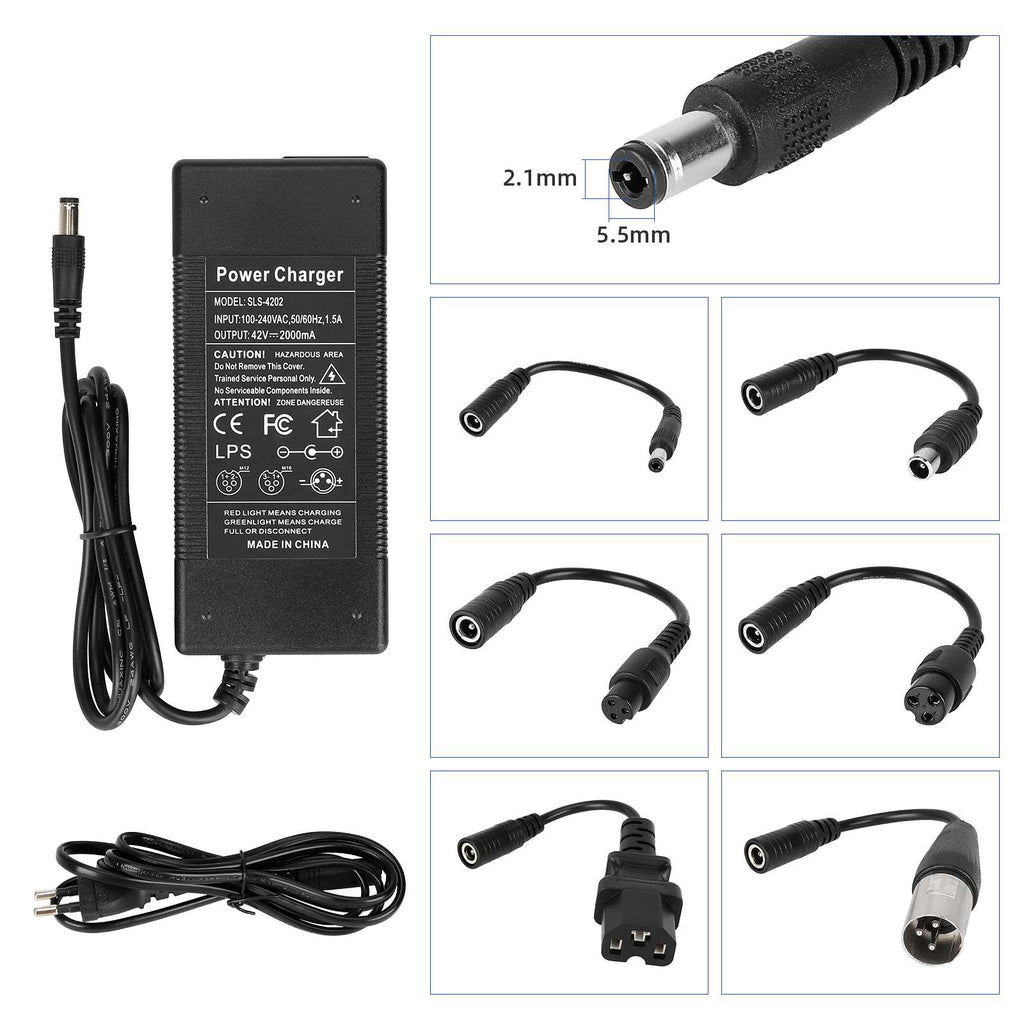 42V2A DC2.1 Charger with 6 pcs adapter cable（EU plug）