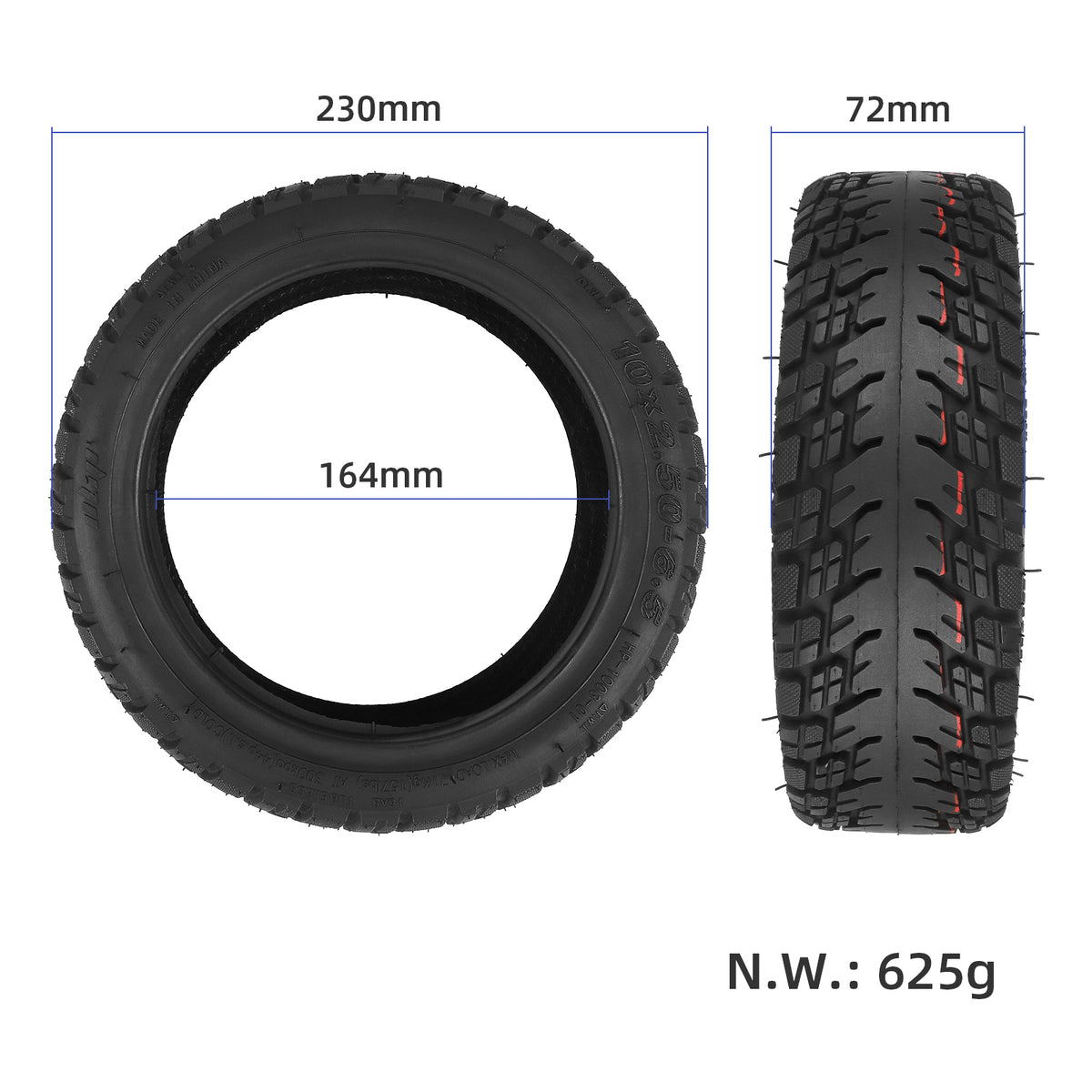 Ulip 10*2.50-6.5 tubeless tire with PVR50 valve